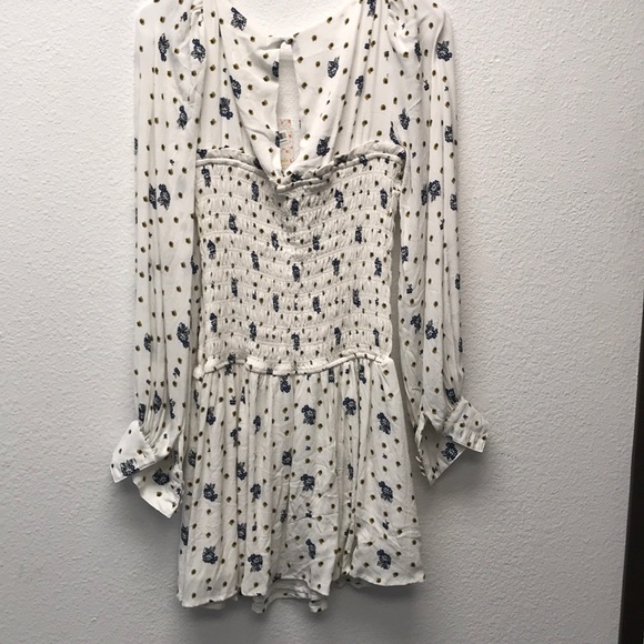 Free People Two Faces Print Mini Dress, Ivory - Picture 4 of 4